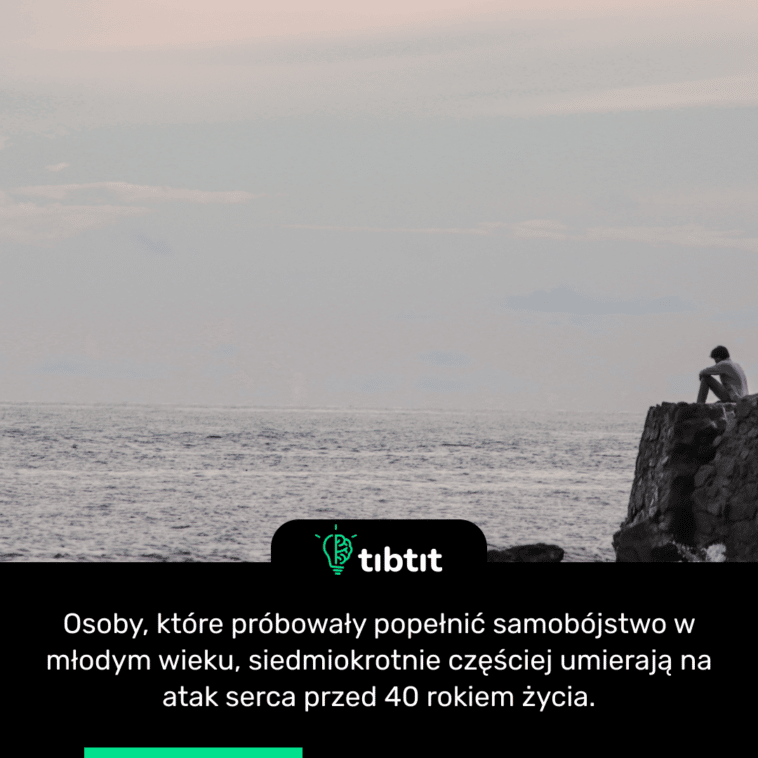 Osoby, które próbowały popełnić samobójstwo w młodym wieku, siedmiokrotnie częściej umierają na atak serca przed 40 rokiem życia.