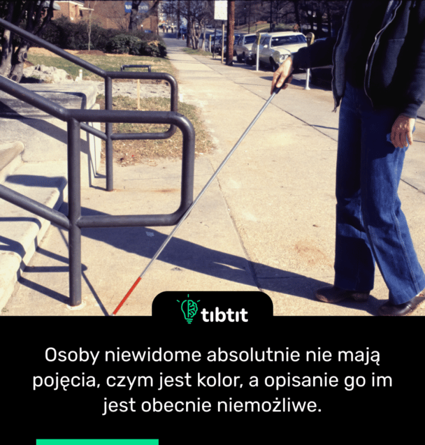 Osoby niewidome absolutnie nie mają pojęcia, czym jest kolor, a opisanie go im jest obecnie niemożliwe.