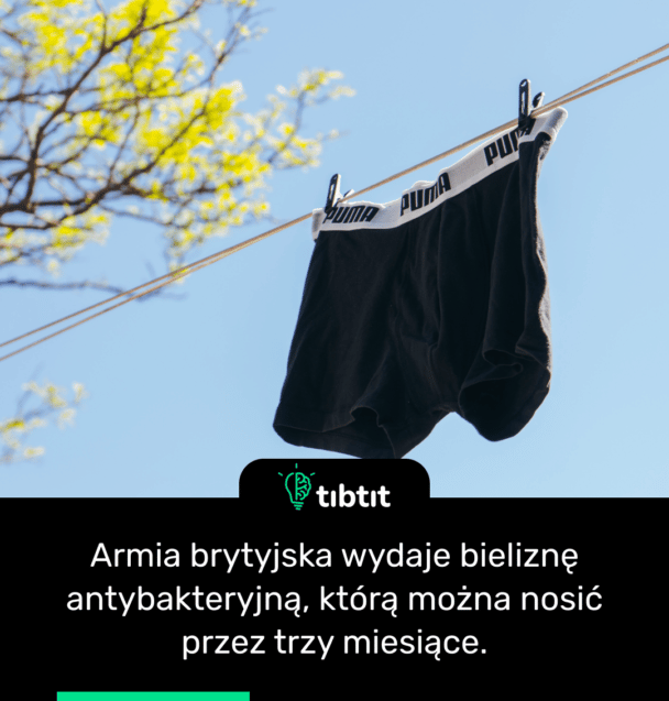 Armia brytyjska wydaje bieliznę antybakteryjną, którą można nosić przez trzy miesiące.