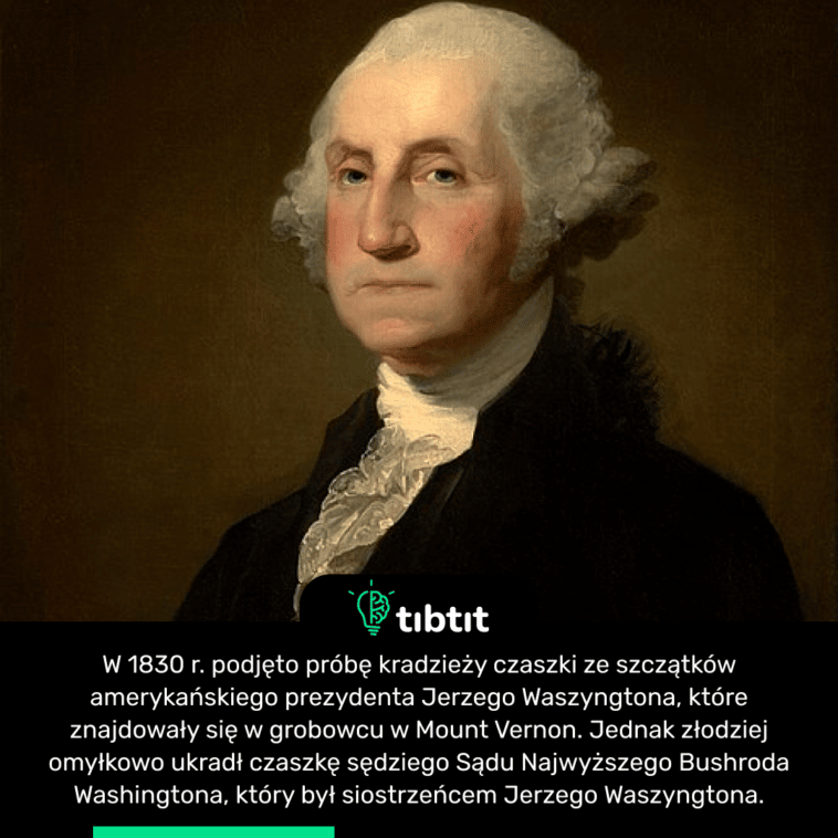W 1830 r. podjęto próbę kradzieży czaszki ze szczątków amerykańskiego prezydenta Jerzego Waszyngtona, które znajdowały się w grobowcu w Mount Vernon. Jednak złodziej omyłkowo ukradł czaszkę sędziego Sądu Najwyższego Bushroda Washingtona, który był siostrzeńcem Jerzego Waszyngtona.