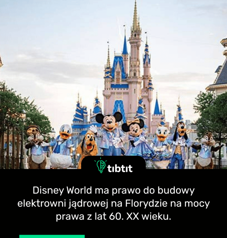 Disney World ma prawo do budowy elektrowni jądrowej na Florydzie na mocy prawa z lat 60. XX wieku.
