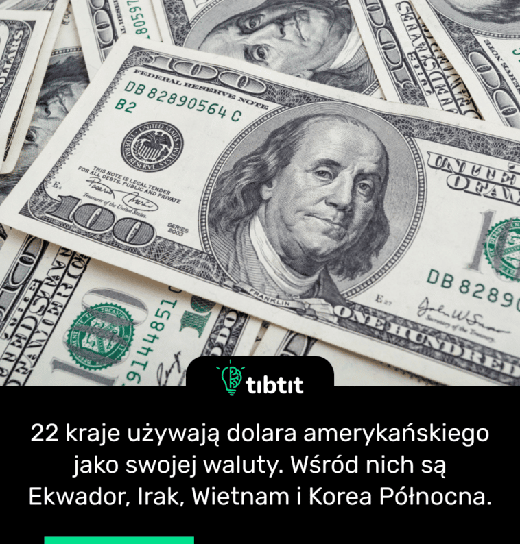 22 kraje używają dolara amerykańskiego jako swojej waluty. Wśród nich są Ekwador, Irak, Wietnam i Korea Północna.