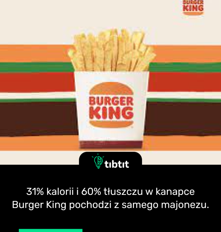 31% kalorii i 60% tłuszczu w kanapce Burger King pochodzi z samego majonezu.