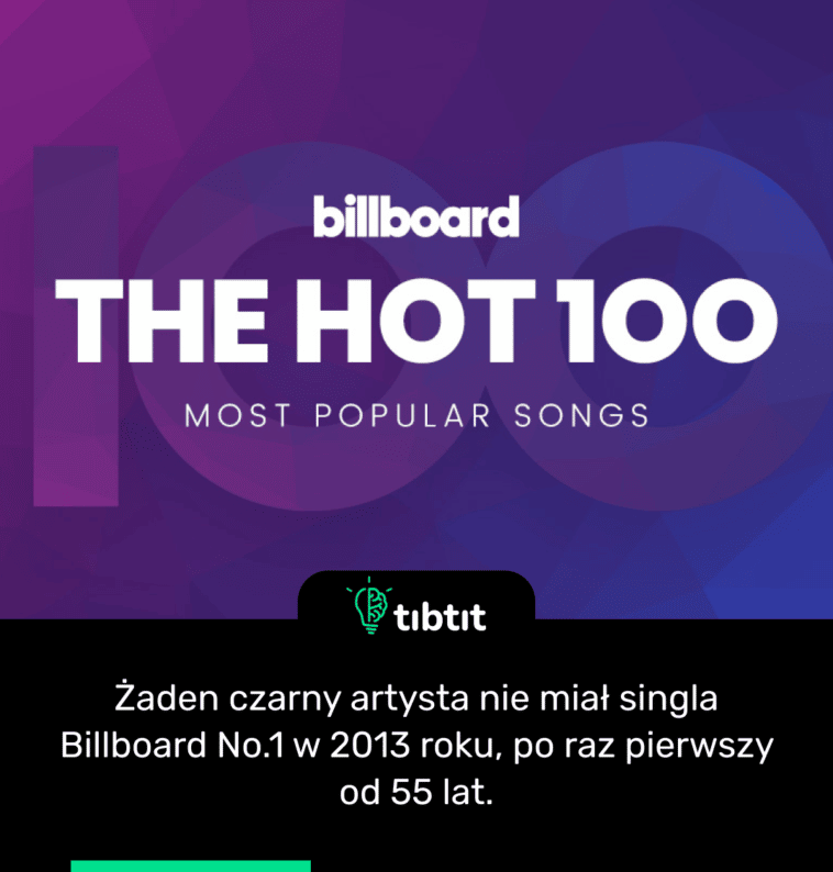 Żaden czarny artysta nie miał singla Billboard No.1 w 2013 roku, po raz pierwszy od 55 lat.