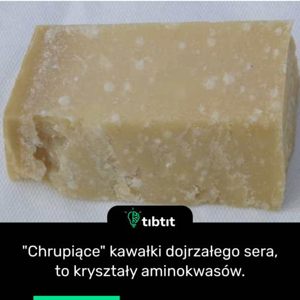 "Chrupiące" kawałki dojrzałego sera, to kryształy aminokwasów.