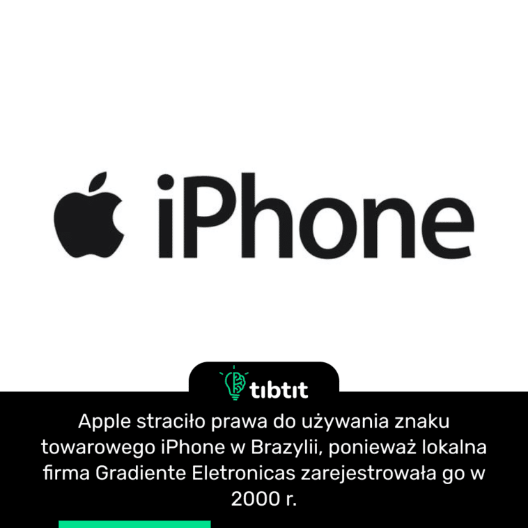 Apple straciło prawa do używania znaku towarowego iPhone w Brazylii, ponieważ lokalna firma Gradiente Eletronicas zarejestrowała go w 2000 r.