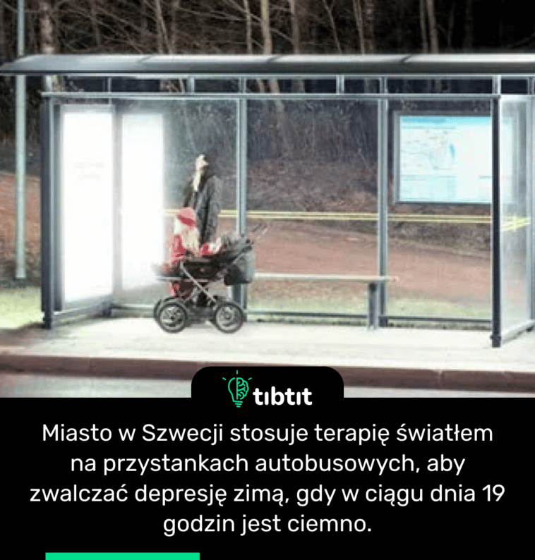 Miasto w Szwecji stosuje terapię światłem na przystankach autobusowych, aby zwalczać depresję zimą, gdy w ciągu dnia 19 godzin jest ciemno.