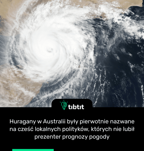 Huragany w Australii były pierwotnie nazwane na cześć lokalnych polityków, których nie lubił prezenter prognozy pogody