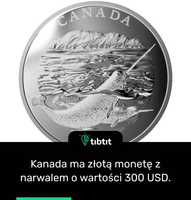 Kanada ma złotą monetę z narwalem o wartości 300 USD.