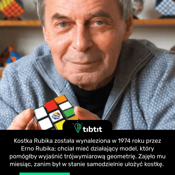 Kostka Rubika została wynaleziona w 1974 roku przez Erno Rubika; chciał mieć działający model, który pomógłby wyjaśnić trójwymiarową geometrię. Zajęło mu miesiąc, zanim był w stanie samodzielnie ułożyć kostkę.