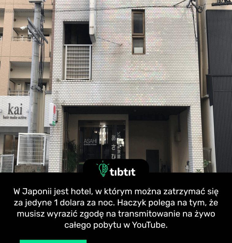 W Japonii jest hotel, w którym można zatrzymać się za jedyne 1 dolara za noc. Haczyk polega na tym, że musisz wyrazić zgodę na transmitowanie na żywo całego pobytu w YouTube.