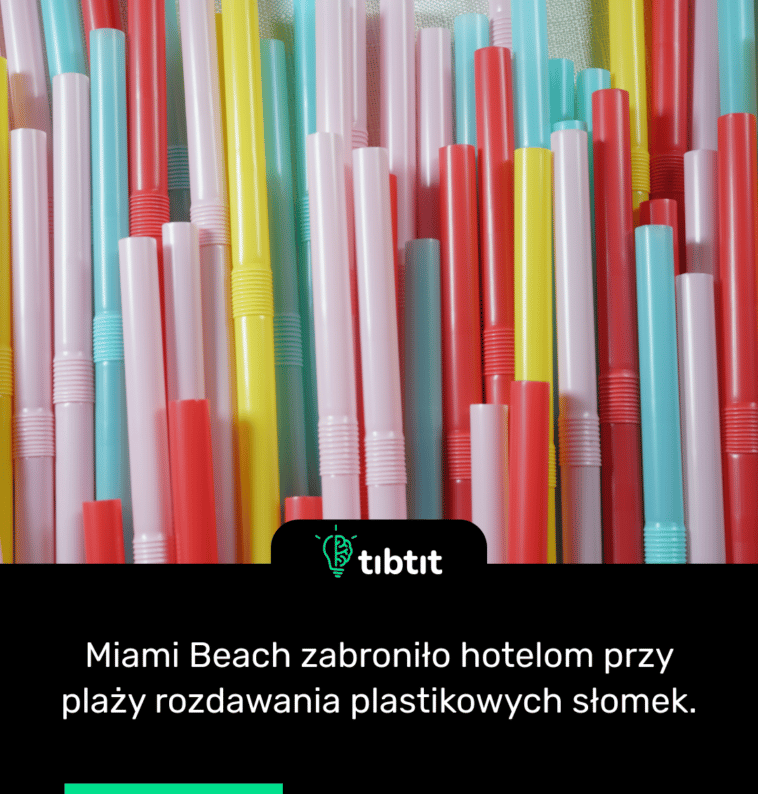Miami Beach zabroniło hotelom przy plaży rozdawania plastikowych słomek.