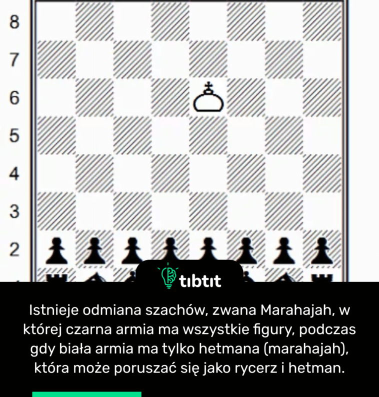 Istnieje odmiana szachów, zwana Marahajah, w której czarna armia ma wszystkie figury, podczas gdy biała armia ma tylko hetmana (marahajah), która może poruszać się jako rycerz i hetman.