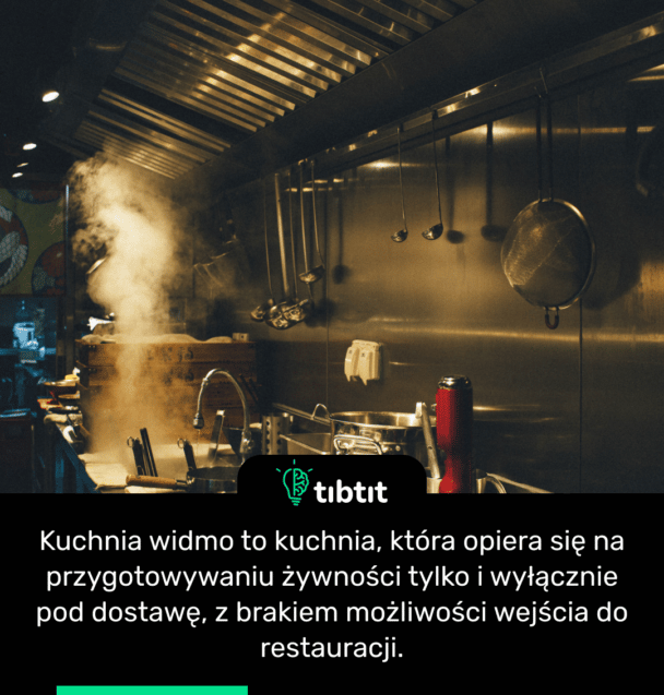 Kuchnia widmo to kuchnia, która opiera się na przygotowywaniu żywności tylko i wyłącznie pod dostawę, z brakiem możliwości wejścia do restauracji.
