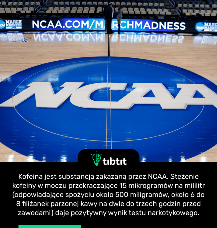 Kofeina jest substancją zakazaną przez NCAA. Stężenie kofeiny w moczu przekraczające 15 mikrogramów na mililitr (odpowiadające spożyciu około 500 miligramów, około 6 do 8 filiżanek parzonej kawy na dwie do trzech godzin przed zawodami) daje pozytywny wynik testu narkotykowego.