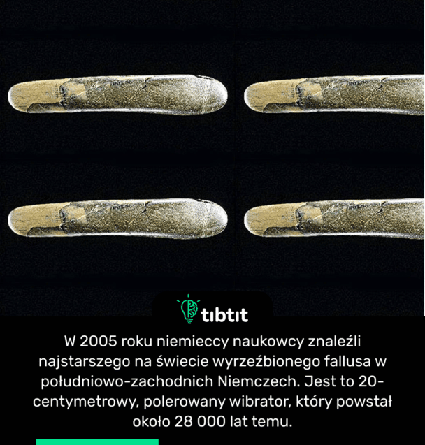W 2005 roku niemieccy naukowcy znaleźli najstarszego na świecie wyrzeźbionego fallusa w południowo-zachodnich Niemczech. Jest to 20-centymetrowy, polerowany wibrator, który powstał około 28 000 lat temu.