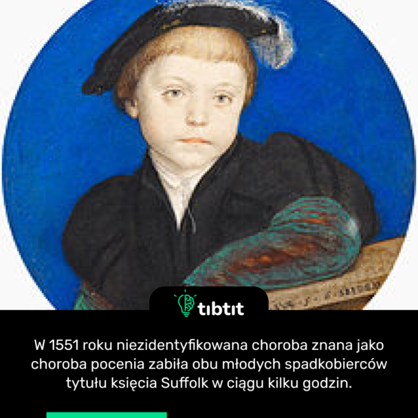 W 1551 roku niezidentyfikowana choroba znana jako choroba pocenia zabiła obu młodych spadkobierców tytułu księcia Suffolk w ciągu kilku godzin.
