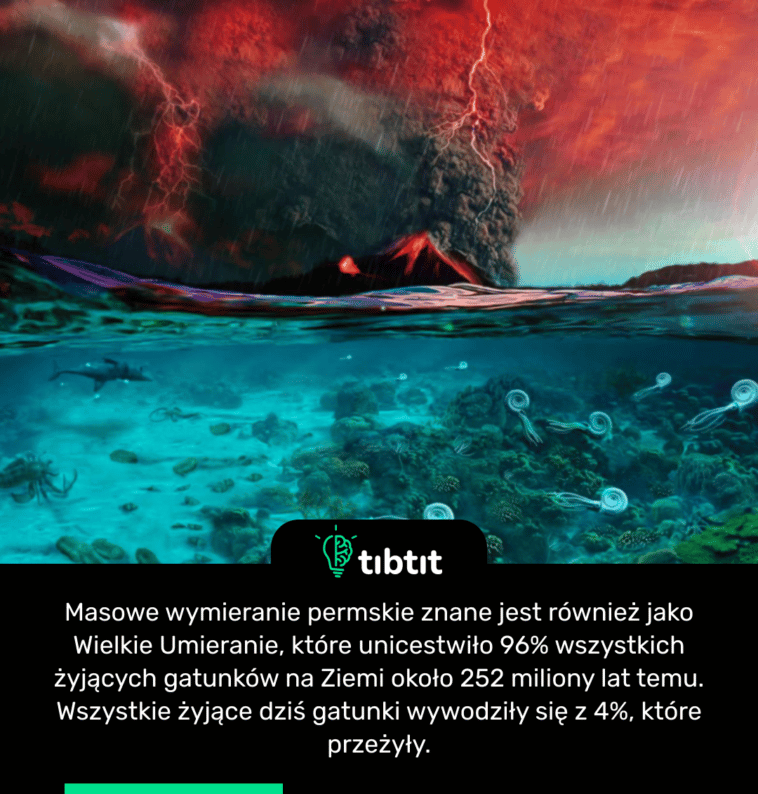Masowe wymieranie permskie znane jest również jako Wielkie Umieranie, które unicestwiło 96% wszystkich żyjących gatunków na Ziemi około 252 miliony lat temu. Wszystkie żyjące dziś gatunki wywodziły się z 4%, które przeżyły.
