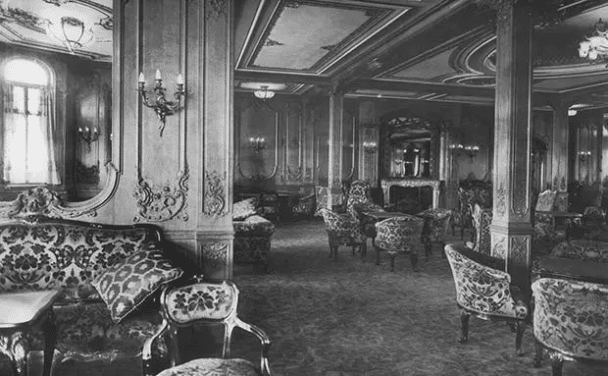 Komfortowy bar pierwszej klasy na RMS Titanic. (4 stycznia 1912).