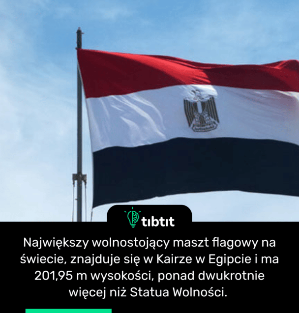 Największy wolnostojący maszt flagowy na świecie, znajduje się w Kairze w Egipcie i ma 201,95 m wysokości, ponad dwukrotnie więcej niż Statua Wolności.
