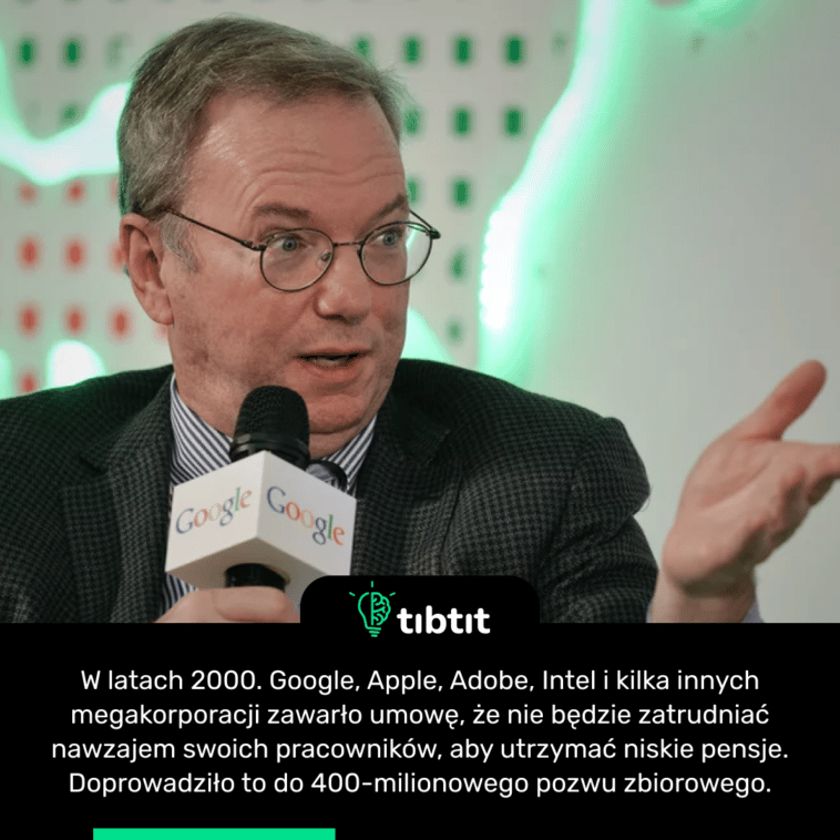 W latach 2000. Google, Apple, Adobe, Intel i kilka innych megakorporacji zawarło umowę, że nie będzie zatrudniać nawzajem swoich pracowników, aby utrzymać niskie pensje. Doprowadziło to do 400-milionowego pozwu zbiorowego.