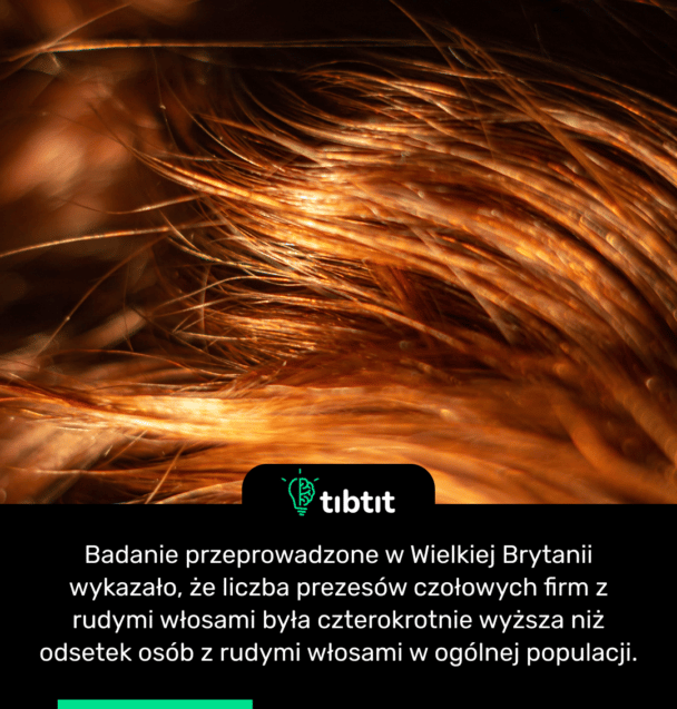 Badanie przeprowadzone w Wielkiej Brytanii wykazało, że liczba prezesów czołowych firm z rudymi włosami była czterokrotnie wyższa niż odsetek osób z rudymi włosami w ogólnej populacji.