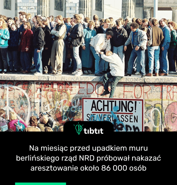 Na miesiąc przed upadkiem muru berlińskiego rząd NRD próbował nakazać aresztowanie około 86 000 osób