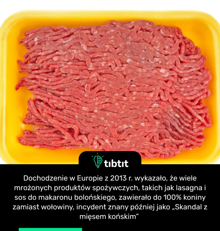 Dochodzenie w Europie z 2013 r. wykazało, że wiele mrożonych produktów spożywczych, takich jak lasagna i sos do makaronu bolońskiego, zawierało do 100% koniny zamiast wołowiny, incydent znany później jako „Skandal z mięsem końskim”