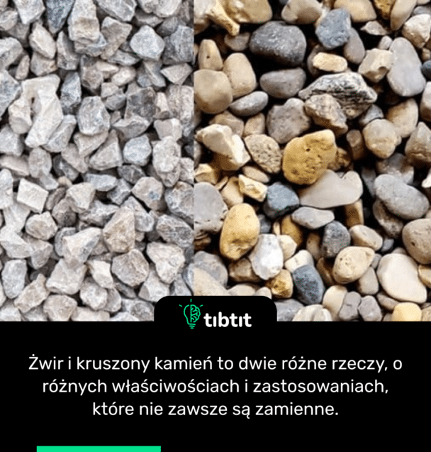 Żwir i kruszony kamień to dwie różne rzeczy, o różnych właściwościach i zastosowaniach, które nie zawsze są zamienne.