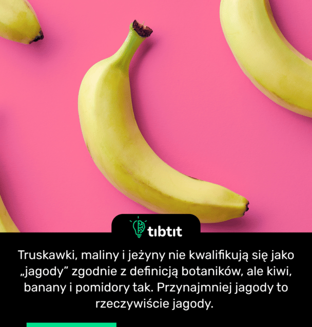 Truskawki, maliny i jeżyny nie kwalifikują się jako „jagody” zgodnie z definicją botaników, ale kiwi, banany i pomidory tak. Przynajmniej jagody to rzeczywiście jagody.
