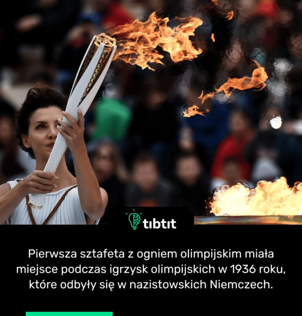 Pierwsza sztafeta z ogniem olimpijskim miała miejsce podczas igrzysk olimpijskich w 1936 roku, które odbyły się w nazistowskich Niemczech.