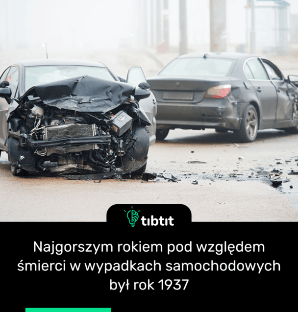 Najgorszym rokiem pod względem śmierci w wypadkach samochodowych był rok 1937