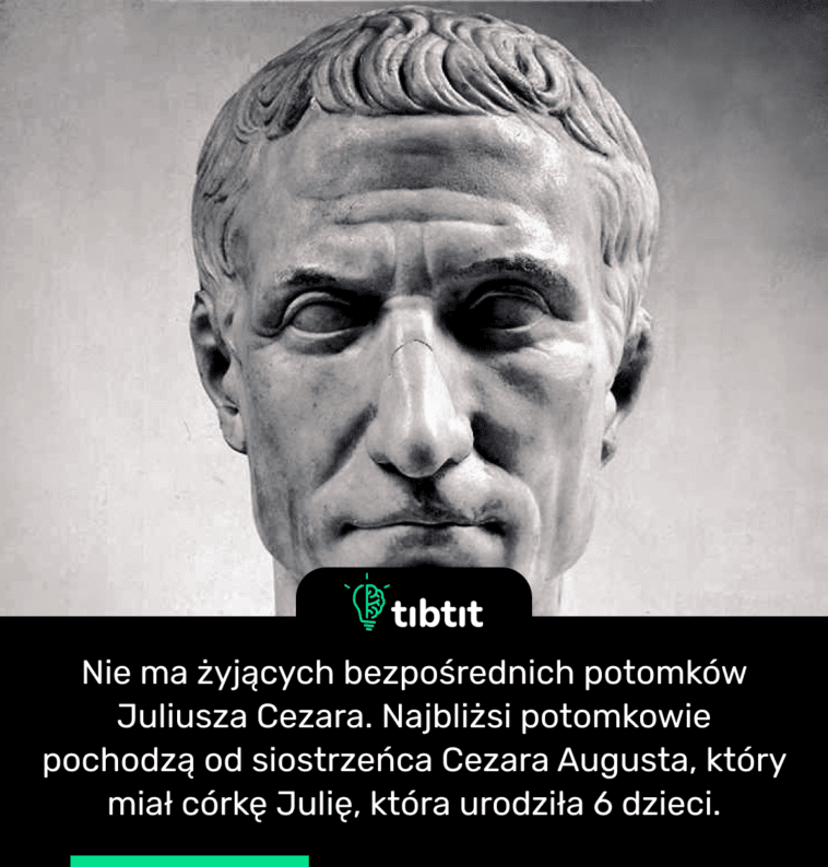 Nie ma żyjących bezpośrednich potomków Juliusza Cezara. Najbliżsi potomkowie pochodzą od siostrzeńca Cezara Augusta, który miał córkę Julię, która urodziła 6 dzieci.