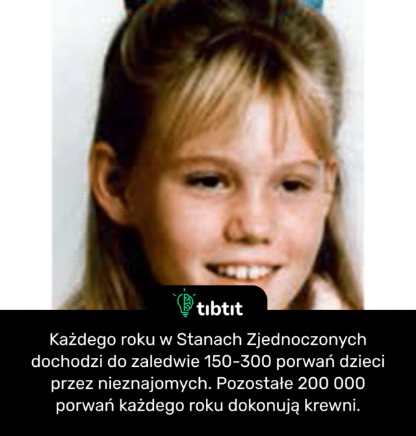 Każdego roku w Stanach Zjednoczonych dochodzi do zaledwie 150-300 porwań dzieci przez nieznajomych. Pozostałe 200 000 porwań każdego roku dokonują krewni.