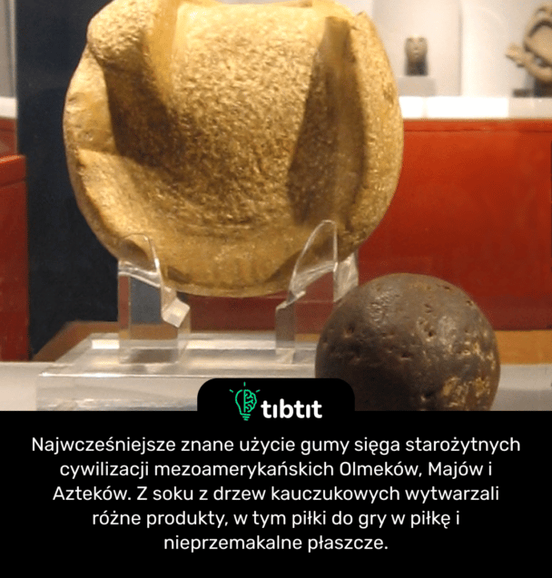 Najwcześniejsze znane użycie gumy sięga starożytnych cywilizacji mezoamerykańskich Olmeków, Majów i Azteków. Z soku z drzew kauczukowych wytwarzali różne produkty, w tym piłki do gry w piłkę i nieprzemakalne płaszcze.