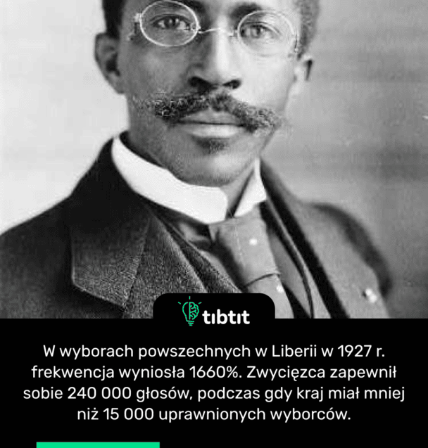 W wyborach powszechnych w Liberii w 1927 r. frekwencja wyniosła 1660%. Zwycięzca zapewnił sobie 240 000 głosów, podczas gdy kraj miał mniej niż 15 000 uprawnionych wyborców.