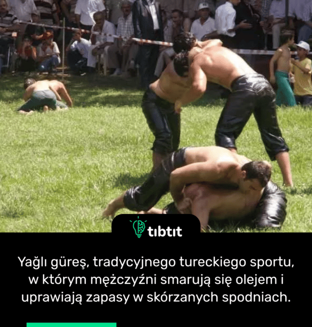 Yağlı güreş, tradycyjnego tureckiego sportu, w którym mężczyźni smarują się olejem i uprawiają zapasy w skórzanych spodniach.