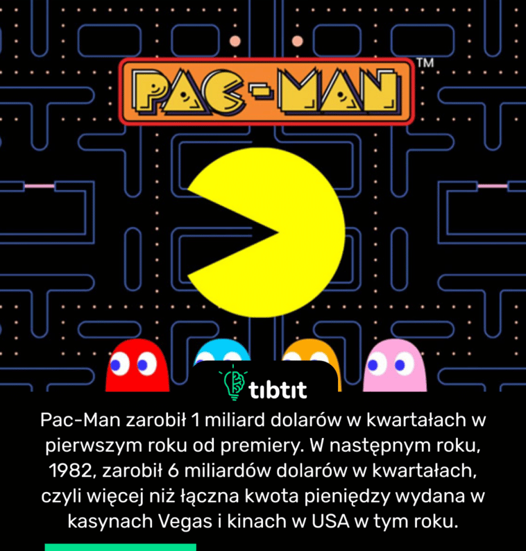 Pac-Man zarobił 1 miliard dolarów w kwartałach w pierwszym roku od premiery. W następnym roku, 1982, zarobił 6 miliardów dolarów w kwartałach, czyli więcej niż łączna kwota pieniędzy wydana w kasynach Vegas i kinach w USA w tym roku.