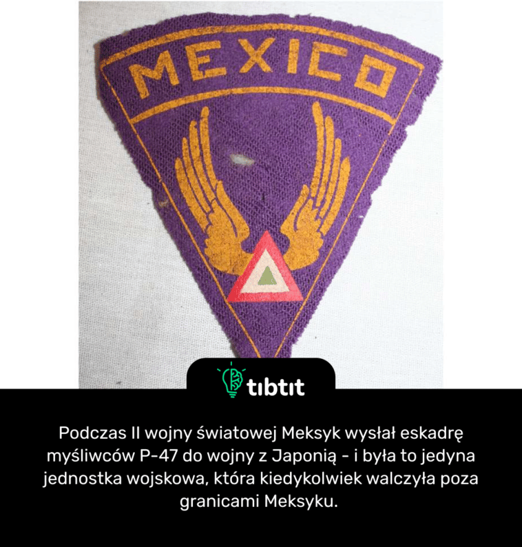Podczas II wojny światowej Meksyk wysłał eskadrę myśliwców P-47 do wojny z Japonią - i była to jedyna jednostka wojskowa, która kiedykolwiek walczyła poza granicami Meksyku.
