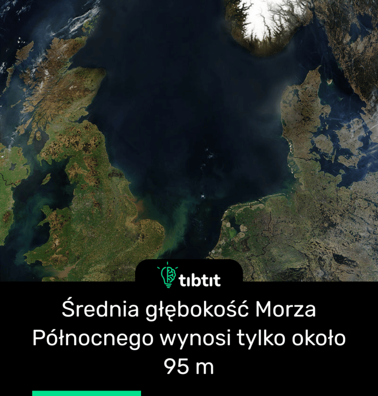 Średnia głębokość Morza Północnego wynosi tylko około 95 m