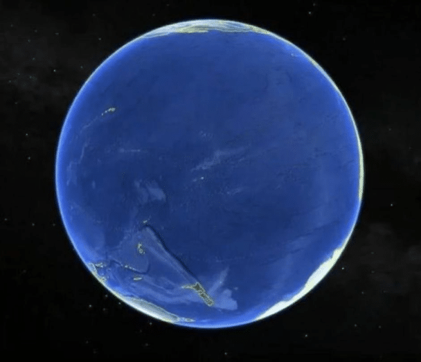 Widok Ziemi z Oceanem Spokojnym jako punktem centralnym.