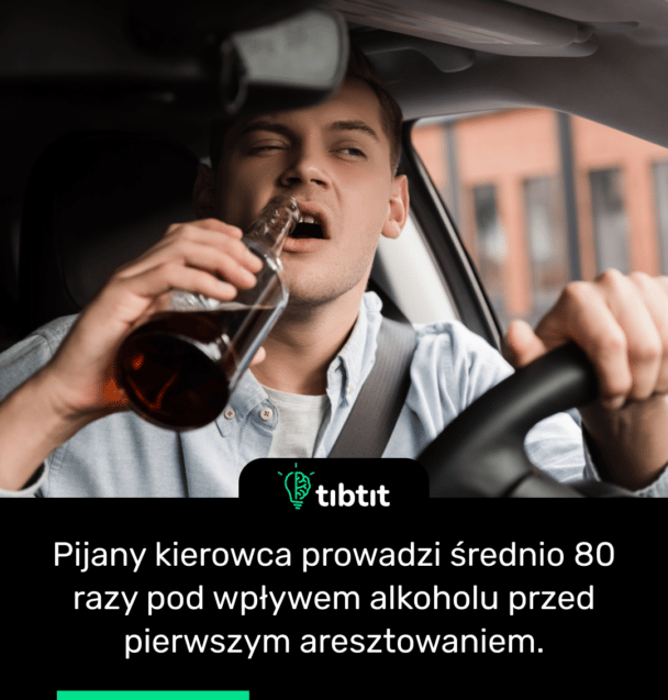 Pijany kierowca prowadzi średnio 80 razy pod wpływem alkoholu przed pierwszym aresztowaniem.