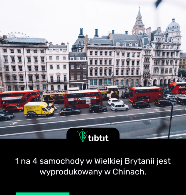 1 na 4 samochody w Wielkiej Brytanii jest wyprodukowany w Chinach.