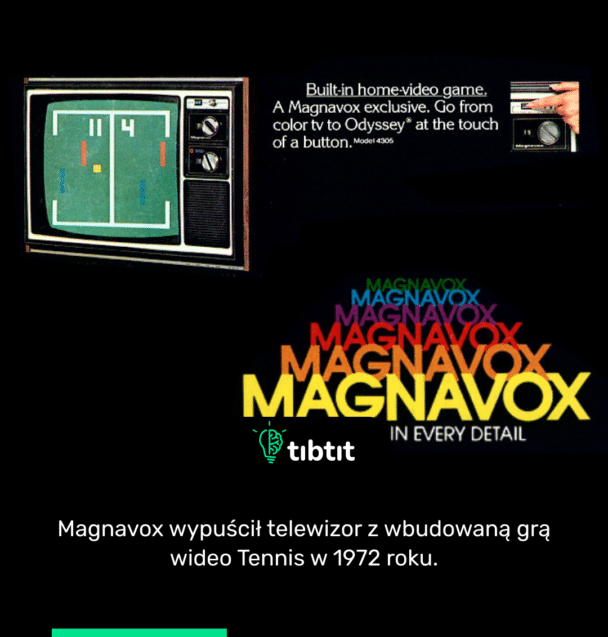 Magnavox wypuścił telewizor z wbudowaną grą wideo Tennis w 1972 roku.