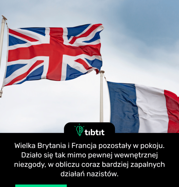 Wielka Brytania i Francja pozostały w pokoju. Działo się tak mimo pewnej wewnętrznej niezgody, w obliczu coraz bardziej zapalnych działań nazistów.