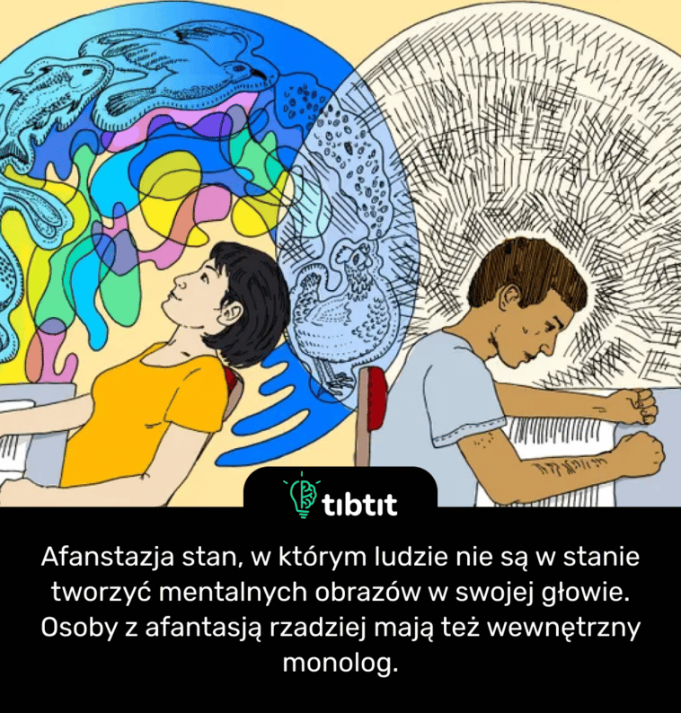 Afantazja stan, w którym ludzie nie są w stanie tworzyć mentalnych obrazów w swojej głowie. Osoby z afantasją rzadziej mają też wewnętrzny monolog.
