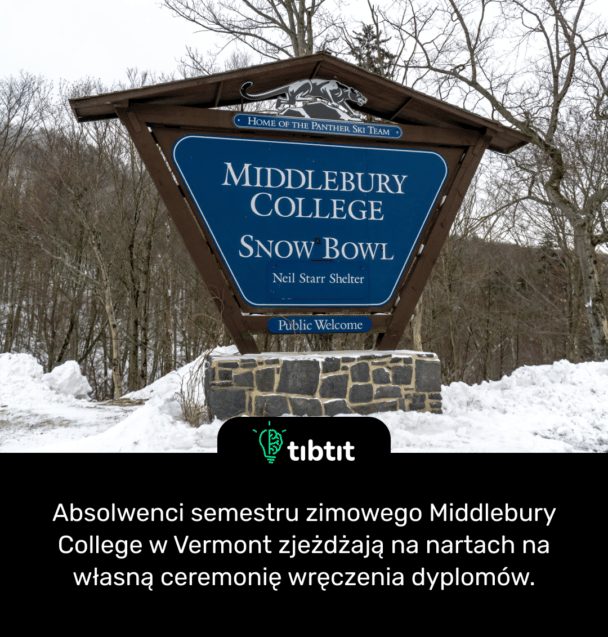 Absolwenci semestru zimowego Middlebury College w Vermont zjeżdżają na nartach na własną ceremonię wręczenia dyplomów.