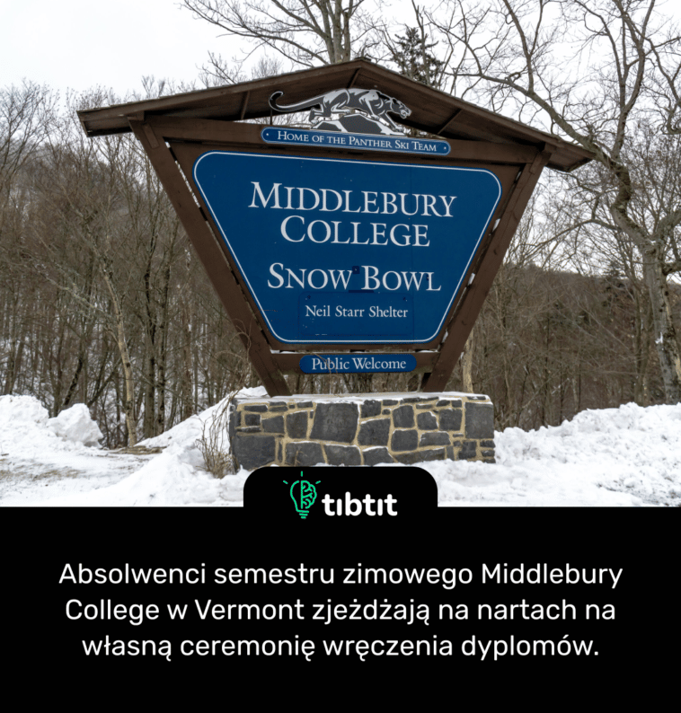 Absolwenci semestru zimowego Middlebury College w Vermont zjeżdżają na nartach na własną ceremonię wręczenia dyplomów.