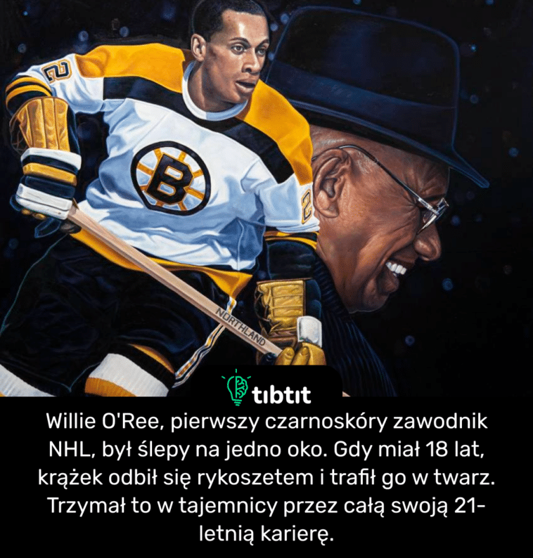 Willie O'Ree, pierwszy czarnoskóry zawodnik NHL, był ślepy na jedno oko. Gdy miał 18 lat, krążek odbił się rykoszetem i trafił go w twarz. Trzymał to w tajemnicy przez całą swoją 21-letnią karierę.