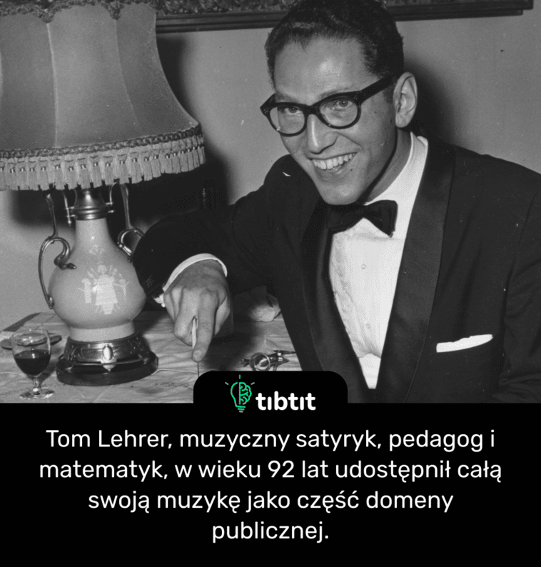 Tom Lehrer, muzyczny satyryk, pedagog i matematyk, w wieku 92 lat udostępnił całą swoją muzykę jako część domeny publicznej.